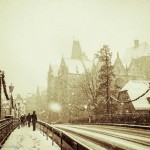 Marburger Straßenszene im Schnee